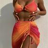 European and American Buckle Bikini Three Piece Swimsuit Women's Sexy Beach Swimsuit