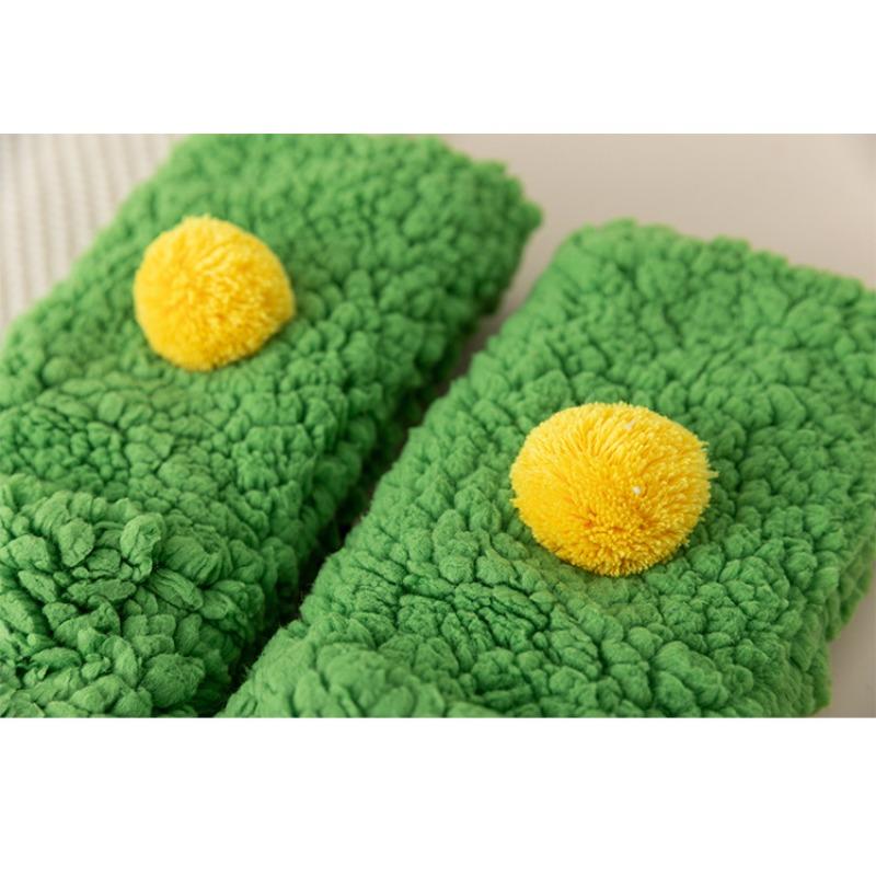 Носки из овчины для женщин, длиной до середины икры, милые домашние носки для осени и зимы, утолщенные и теплые, очень толстые носки для сна для домашнего использования