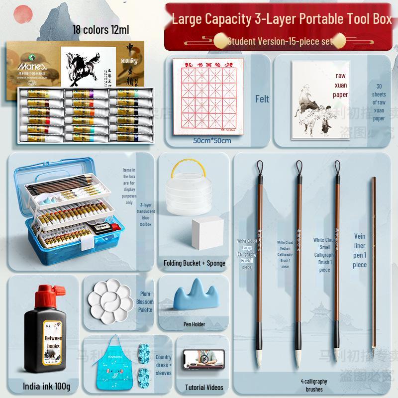 Набор Марии для начинающих из 12 цветов для детской живописи тушью с кистями