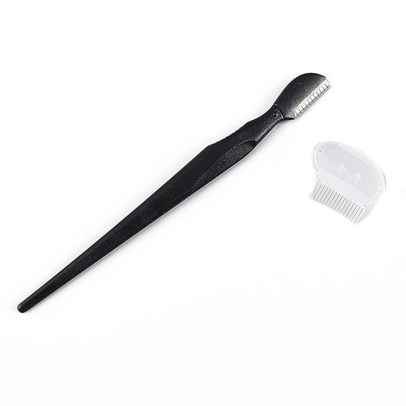Beauty Tool Black Mesh Small Head Straight Handle With Lid Eyebrow Trimmer