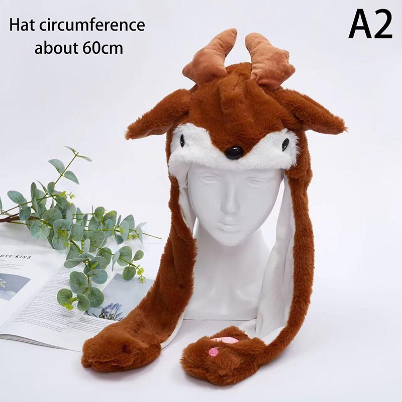 Забавные рождественские плюшевые шапки на Хэллоуин, олень, тыква, Санта-Клаус, привидение, животные, уши, движущиеся плюшевые шапки для мальчиков и девочек, праздничные подарки