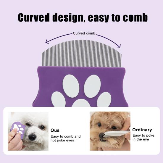 Расческа от блох для домашних животных, инструмент для удаления пятен от слез у домашних животных, расческа из нержавеющей стали для ухода за собаками и кошками с закругленными зубцами для мелких, средних и крупных домашних животных