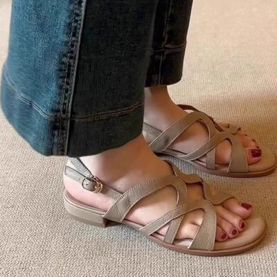 Версия из овчины~ Летняя мягкая кожа мягкая подошва дышащие балетки новые универсальные повседневные с круглым носком с открытым носком прохладные шлепанцы женские