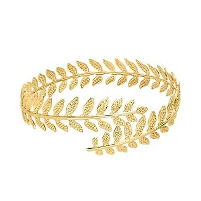 Геометрический металлический набор браслетов: Преувеличенные браслеты-манжеты с листьями, открытый дизайн, шесть штук