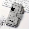 Women's Long Wallet Black Striped Cat Multi - functional Snap Coin Purse for Cat Lovers Daily Commute Travel Gift 0109PYT