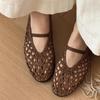 Mary Jane Roman Style Women Sandals 2025 Summer New Woven And Hollow Flats Shoes Fashion Casual Trend Single Women Sandals