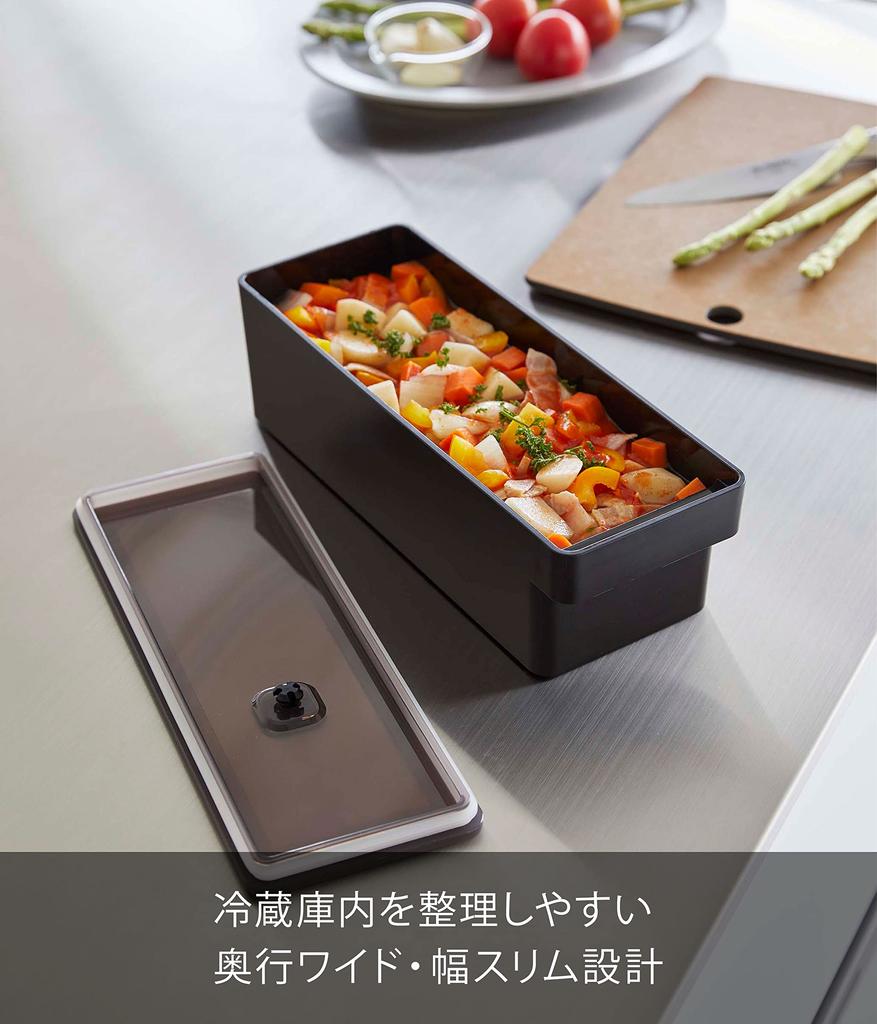 Yamazaki Tower a Airtight Food Container with Approximately W10 X X with a 7710, Deep-access, Handle, Black, D27.5 H8.4cm, Bubble.