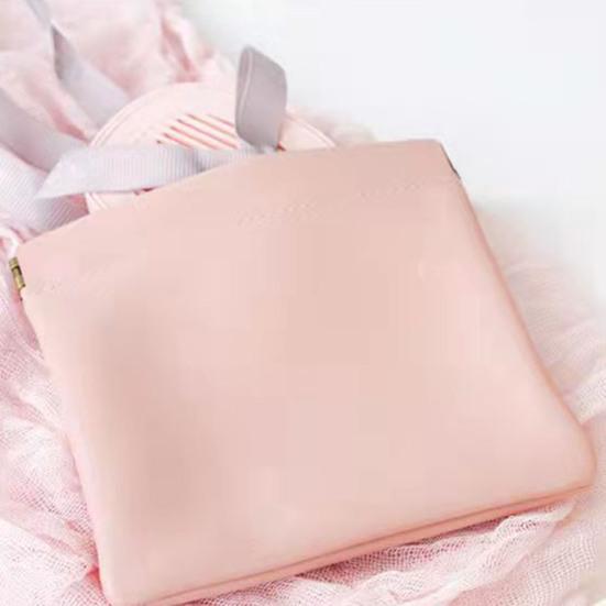 Стильная портативная косметическая сумка из искусственной кожи для хранения сплошного цвета