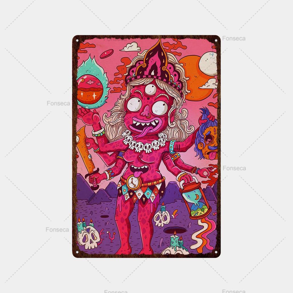 Цветная странная планета, металлическая вывеска, ретро жестяная вывеска, металлический ретро-бар, ретро украшение стены, бар, клуб, человек, отверстие, металлический плакат