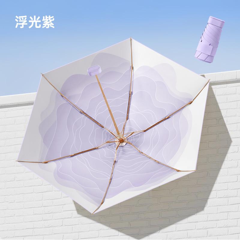 50% Off Hand-opened Mini Sun Umbrella Sunscreen Parasol Small Gold Flat Umbrella Gold Glue Thumb Umbrella Folding Pocket Umbrella