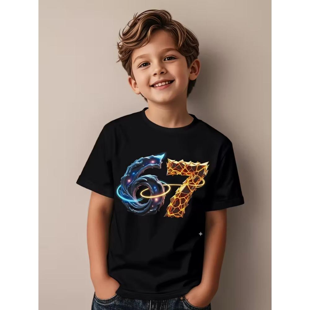 T-shirt fun digital 3D printing summer short sleeved T-shirt loose and comfortable top street fashion children's clothing