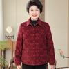 Elderly Women's Floral Corduroy Padded Jacket