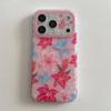 Kawaii Pink Blue Lily Floral Glitter Phone Case With Colorful Beaded Wrist Strap For iPhone 14 15 16 17 Pro Max INS Sweet Style