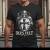 Deus Vult Skeleton Crusader Shield Cross T Shirt | Christian Knight