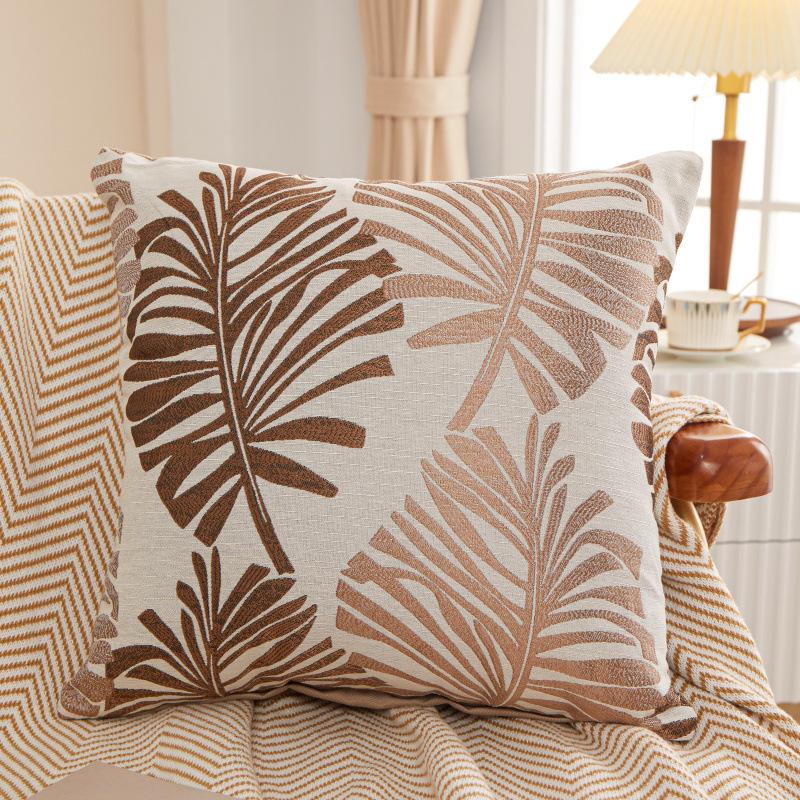 Palm Tree Leaf Decorative Throw Pillow Cases Cotton Linen Fabric Jacquard Cushion Cover