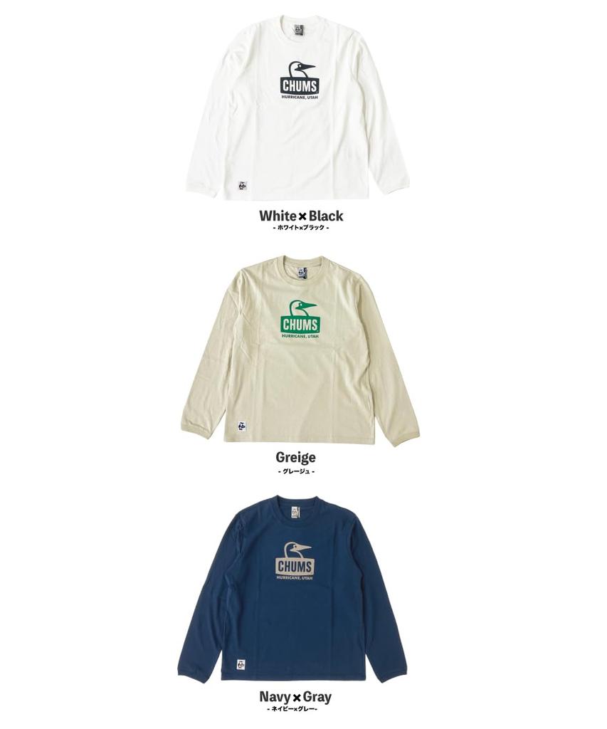 Футболка Booby Face Brushed с длинным рукавом, длинная, синяя x [Chums] CH01-2303 (XXL, N105 Саксофон)