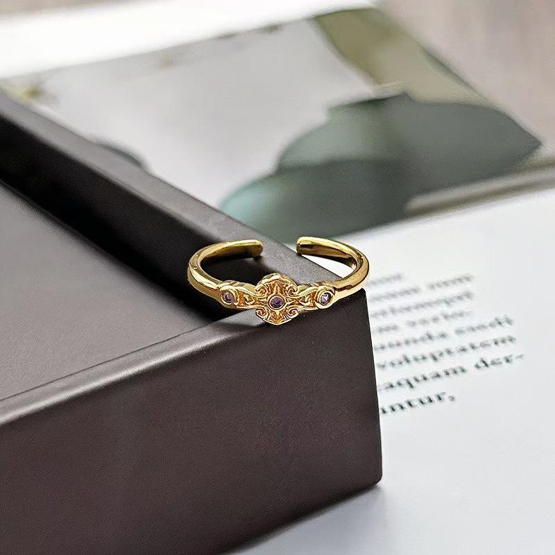 Средневековое французское ретро кольцо с открытой шинкой и полным бриллиантом, модное, с высоким чувством стиля и темпераментом, нишевый дизайн, изысканные бриллиантовые аксессуары для женщин