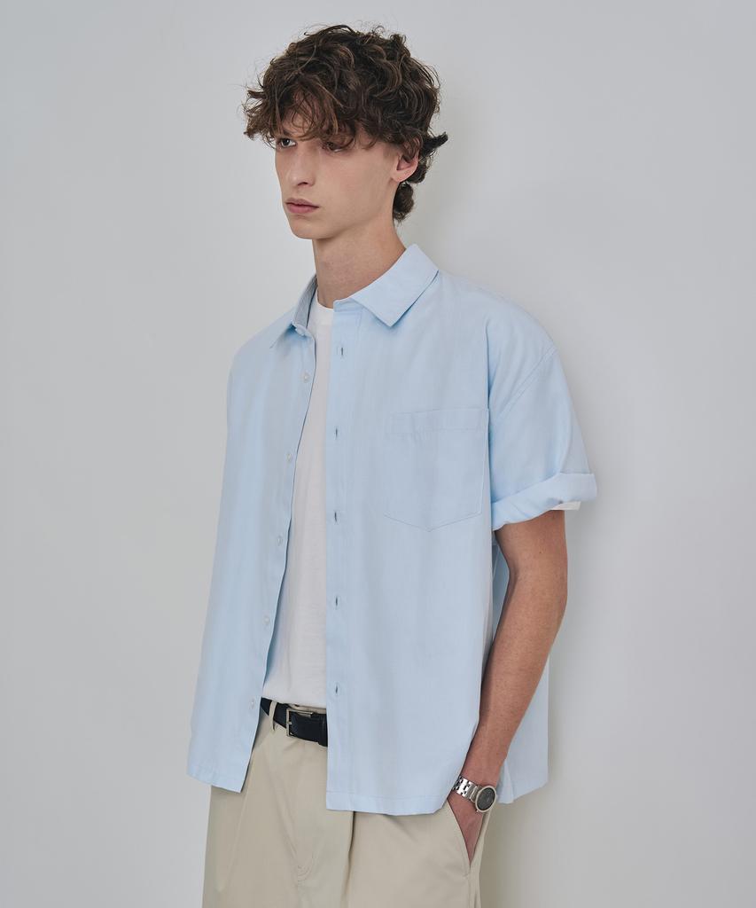 COSTUME O’CLOCK [Coclx Type] Solid Semi-Crop Short Sleeve Shirt 2 Color Coossh204