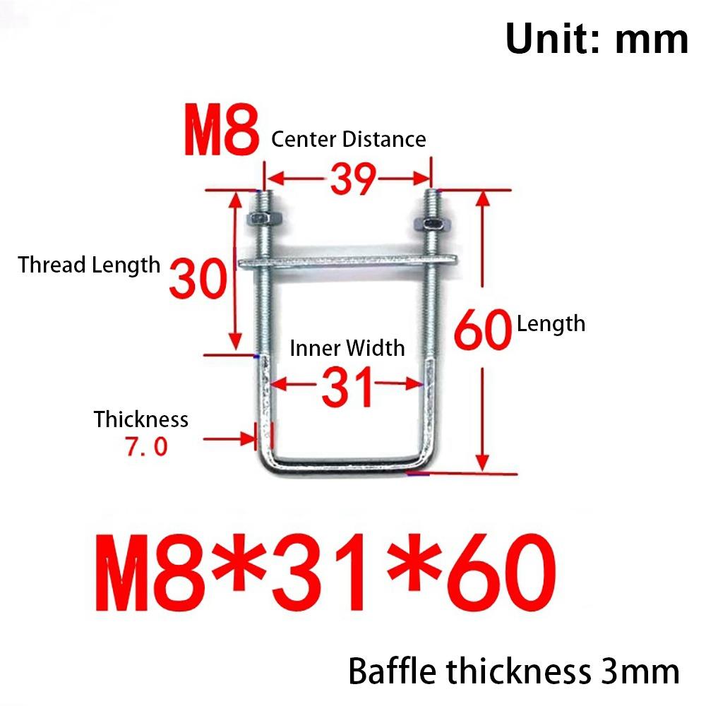 1 шт. с перегородкой U-образный хомут Оцинкованная углеродистая сталь Q235 Квадратный болт для квадратной трубы