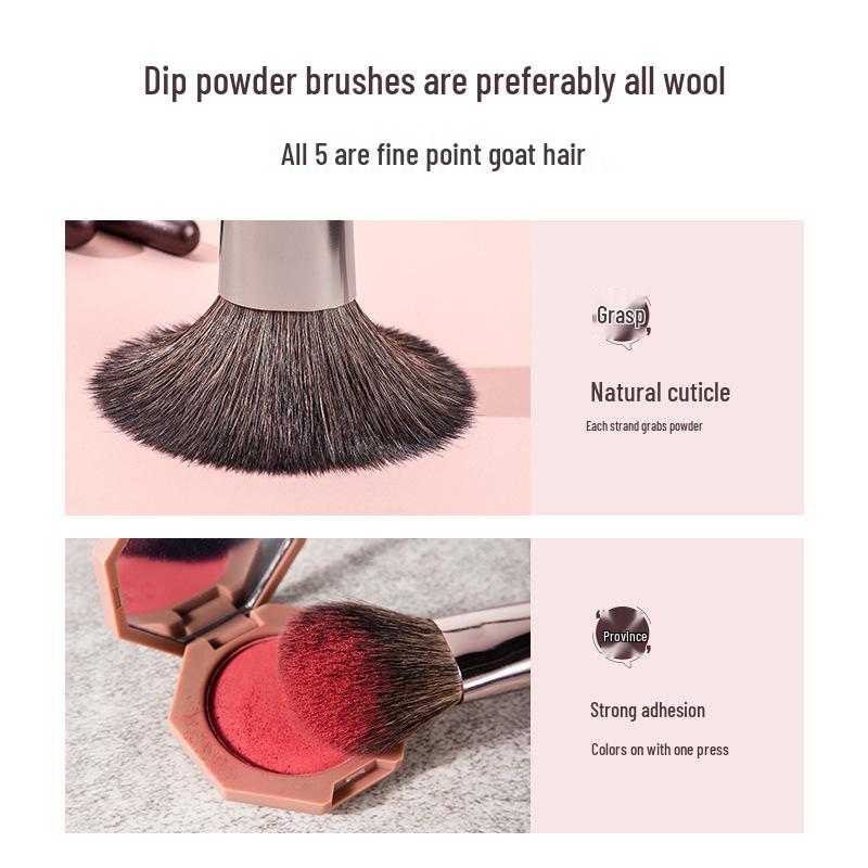 Portable Mini Animal Hair Makeup Brush Set - Soft Brushes for Eyeshadow, Powder, and Blush - Perfect for Beginners