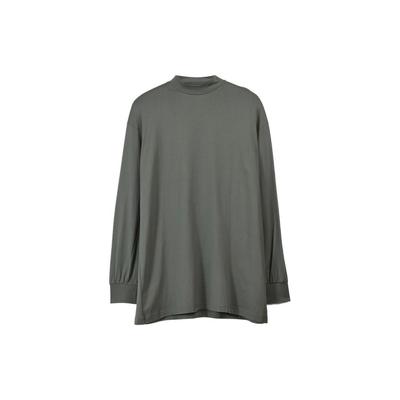 FW23 Однотонная футболка с высоким воротом и заниженной линией плеч, длинный рукав, унисекс, топы, зеленый цвет IP7705