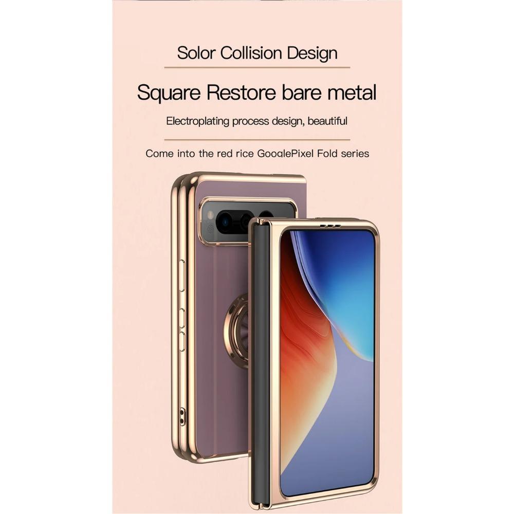 Ударопрочный чехол-держатель для телефона с кольцом для Google Pixel Fold, защитная задняя стенка, роскошный чехол с полной защитой
