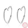 Korean Solid 925 Silver Sterling Big Heart Hoop Earrings Female Gold Large Loop Ear Rings Girlfriend Gift Boucle Doreille SE163