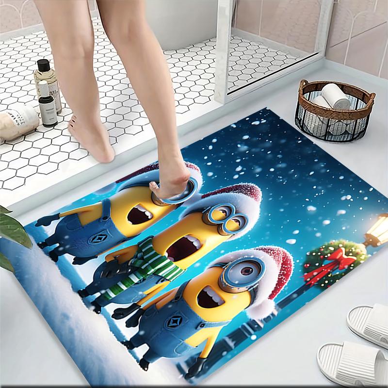 1Pc Christmas Minion Celebration Carpet Rug Soft Washable Antislip Home Living Room Sofa Mats Personalized Christmas Rug
