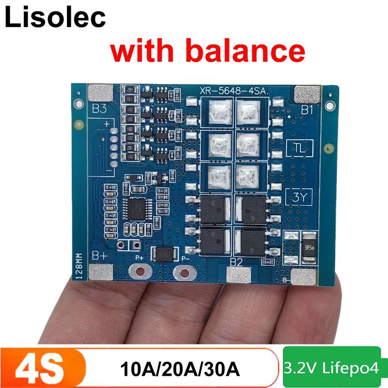 Плата BMS для LiFePO4 4S 12V 10A 20A 30A, плата балансировки для аккумуляторов 18650, защита от заряда/разряда/короткого замыкания/перезаряда для инструментов