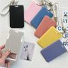 Ins Solid Color ID Card Holder Student Bus Card Case Badge Cards Cover Women Credit Card Holder with Hand Rope Lanyard