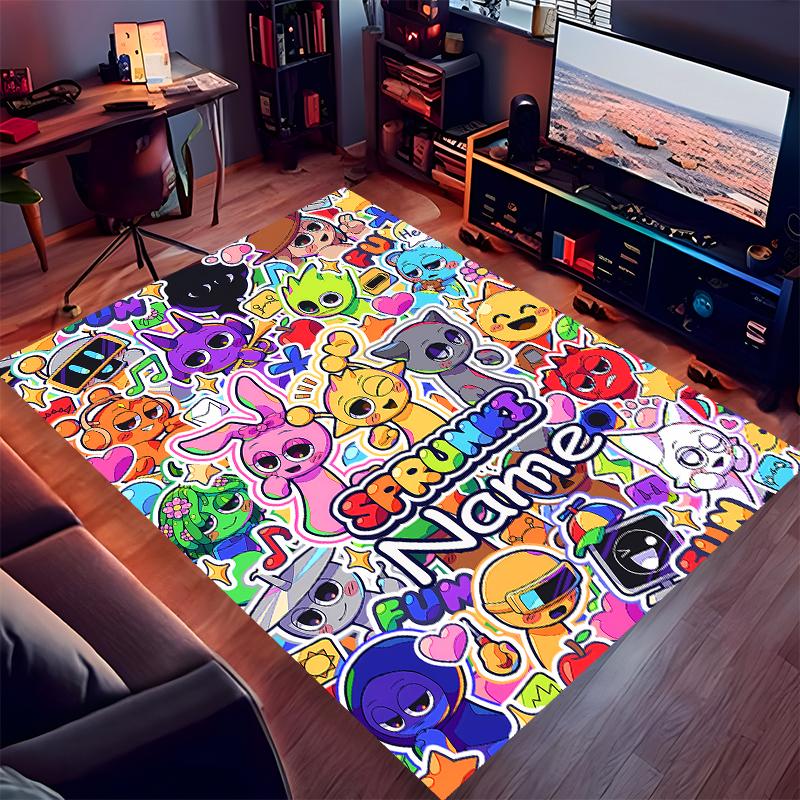 Custom personalization Sprunki themed Print Area Rug - Soft, Washable Non-Slip Indoor Mat,Living Room,Home&Office Decorative Rug