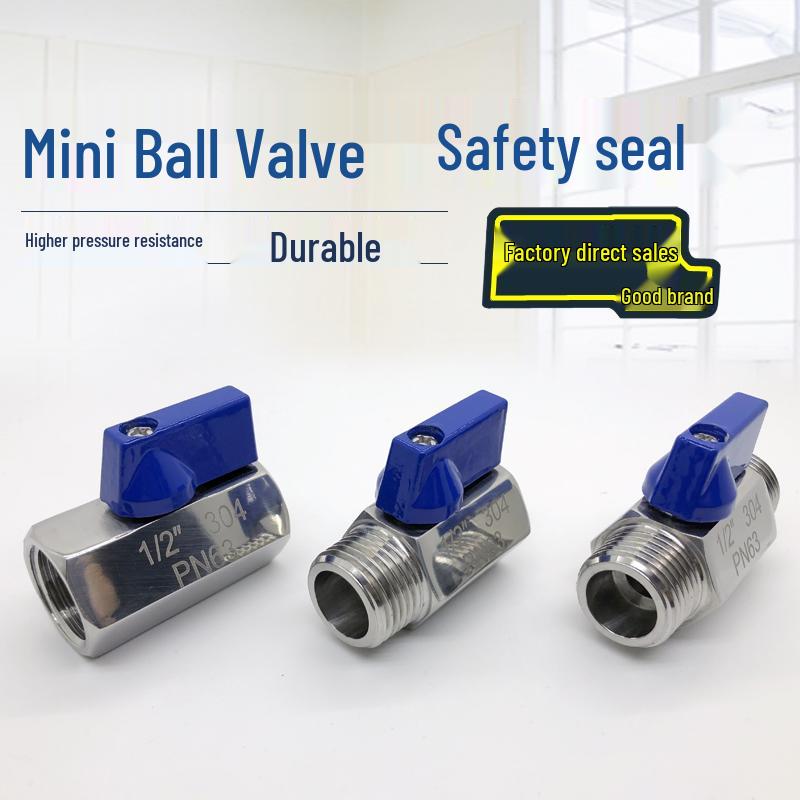 304 Stainless Steel High Pressure Mini Ball Valve, Double Male/Female Threads, Micro Design DN15