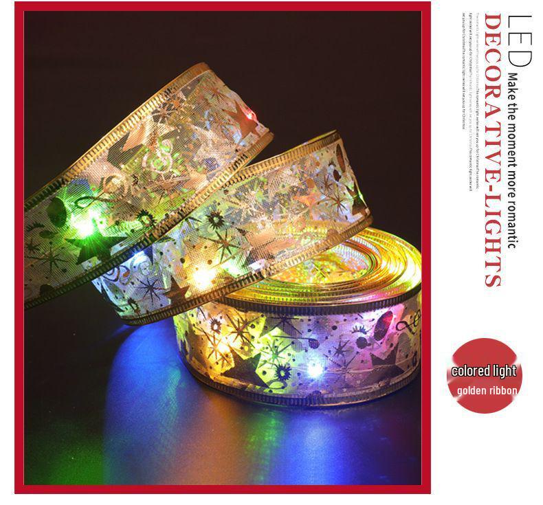 Праздничная лента светодиодная гирлянда и елочные украшения - Набор рождественских шаров и светодиодной ленты