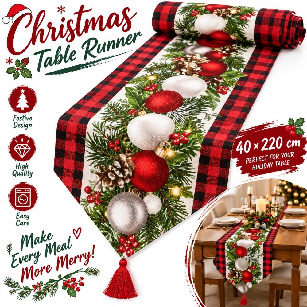 Elk Christmas Table Runner Santa Claus Merry Christmas Decorations Christmas Party
