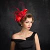 Red Feathered Top Hat for Women - Versatile Bridal and Dress Accessory