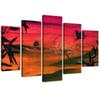 Five Piece Picture Canvas Print Japanese Landscape Red