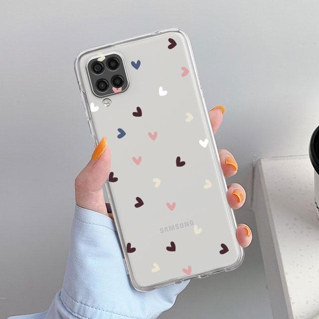 Прозрачный чехол для Samsung Galaxy A52 A12 A51 A32 A21s A71 A32 A22 50 A70 A31 A72 5G, роскошный мягкий чехол для телефона Love Heart Coque Capa
