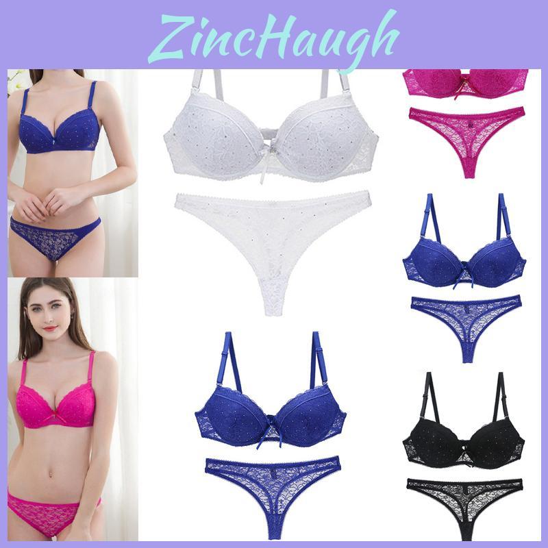 Women Lace Floral Bralette Balcony Padded Push Up Bra Sets Underwear Panties