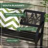 2-Seater Garden Bench in Steel with Decorated Backrest and Armrests, 125x50x75cm, Black