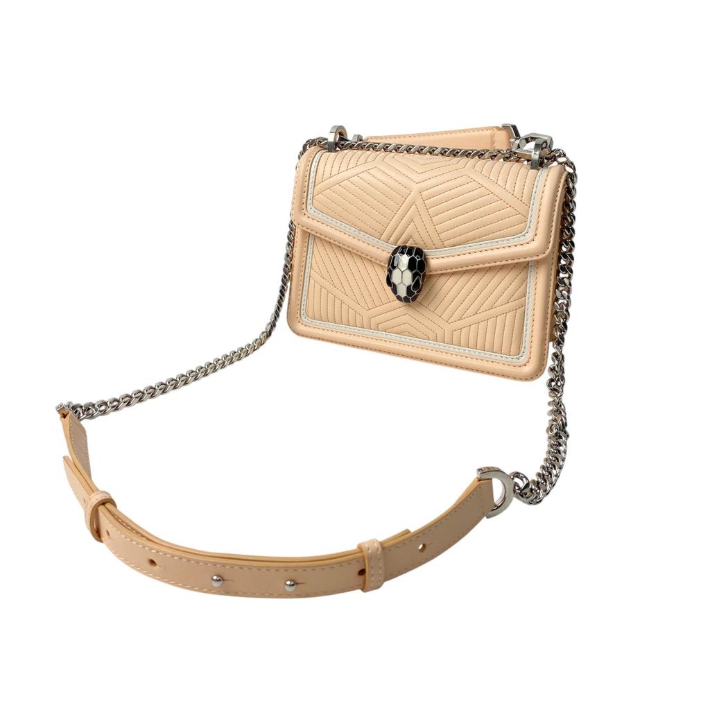 Б/у Розовая кожаная женская сумка через плечо BVLGARI