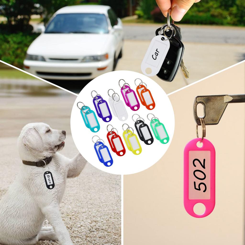 5-200pcs Plastic Key Tags With Split Keychain Ring Label Window For Diy Key Chain Kit Numbered Name Luggage Tags Accessories