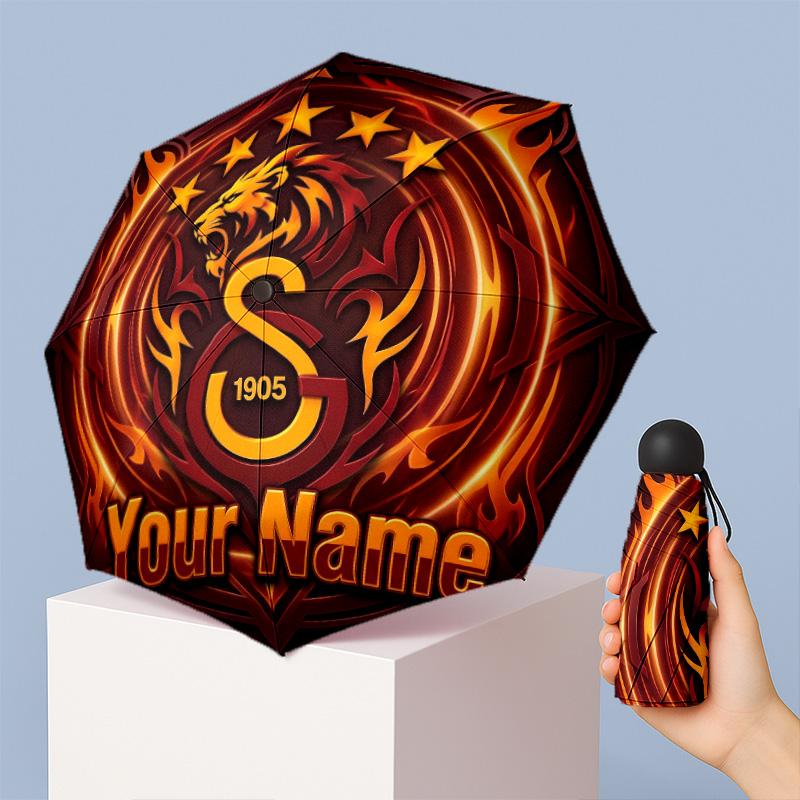 Galatasaray FC Manual Five Fold 8 Rib Umbrella Support Custom Text, Lightweight Travel Umbrella