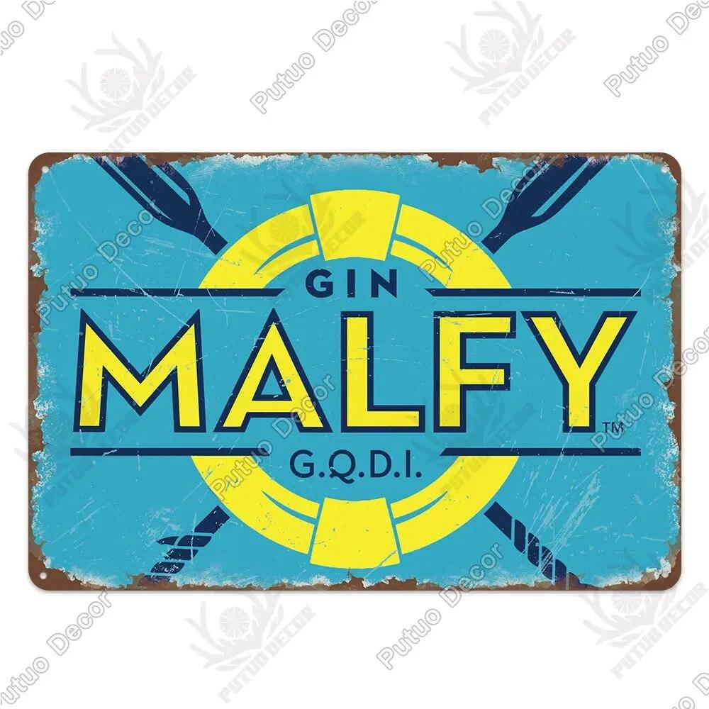 Putuo Decor Classic Gin Vintage Metal Sign Wine Tin Sign Decorative Plaque for Bar Pub Club Decoration Wall Decor Alcohol Sign