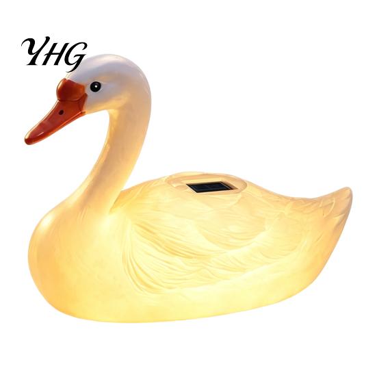 Solar Yard Decor for Walkways Floating Swan Garden Statue with Warm LED Lights, Waterproof Outdoor Pond Decorative Resin Statues Ponds Backyard Patio