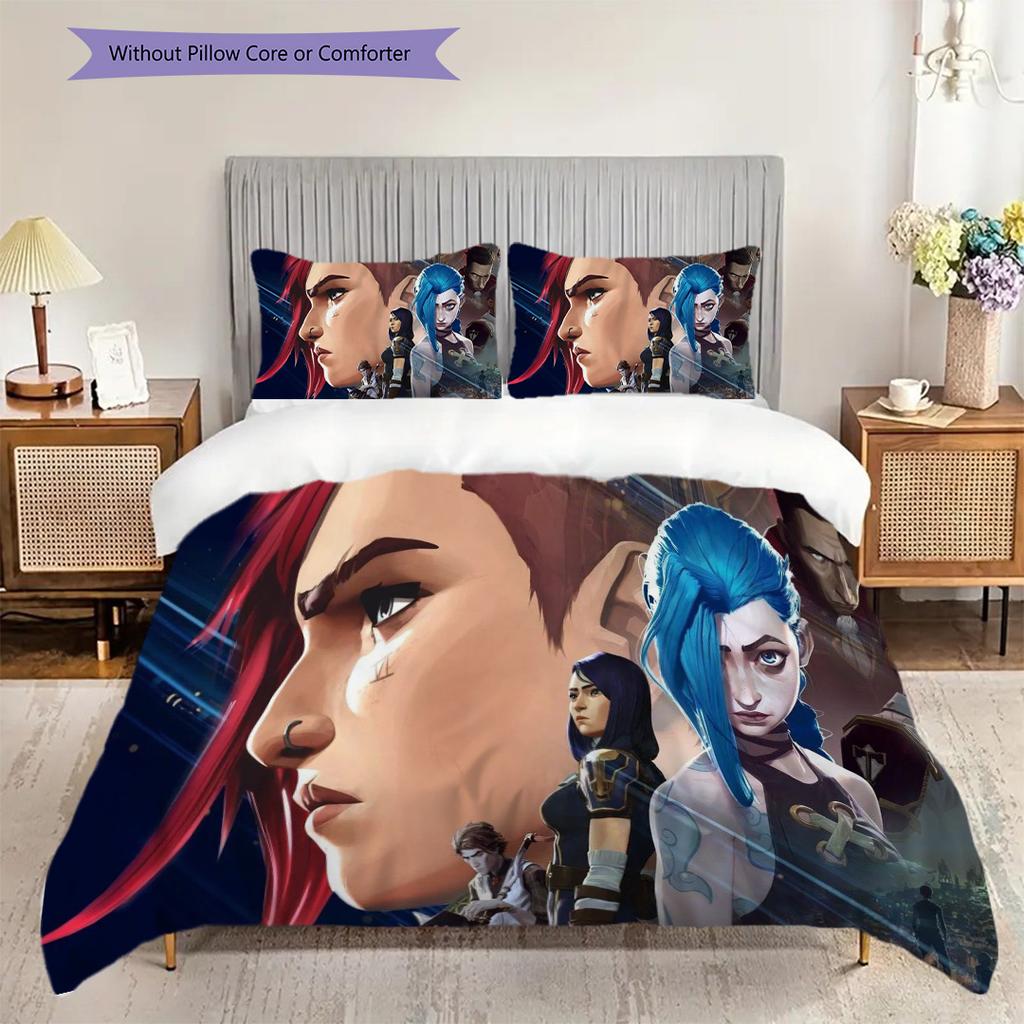 Fantasy Warriors Unite Three-piece set (1 * duvet cover + 2 * pillowcase, without core) 2D Flat Bedding set Duvet cover and pillowcase