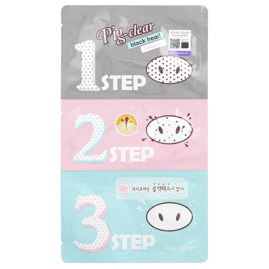 HOLIKA HOLIKA Pig-Nose Clear Blackheads, набор из 3 шагов, 1 процедура