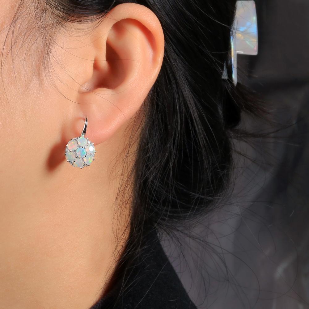 Камень октября, великолепные, насыщенные цвета, натуральные круглые серьги с опалом из серебра 925 пробы, легкие, роскошные ювелирные изделия в подарок для женщин и девушек