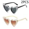 New In Luxury Fine Shimmering Love Pearl Sun Glasses Women Heart Glasses Casual Bling Sunglasses Lentes  Mujer