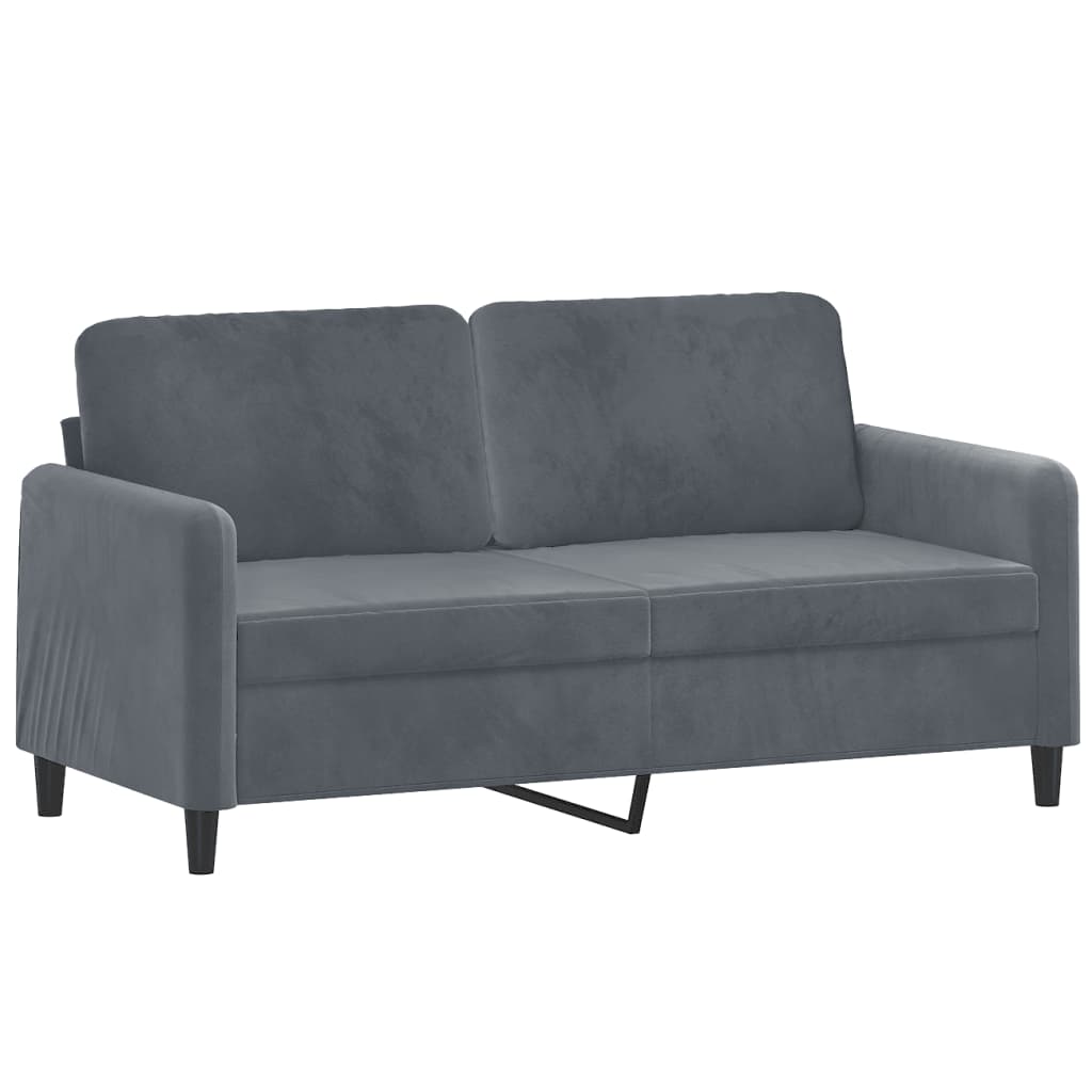 2 Piece Sofa Set in Dark Grey Velvet