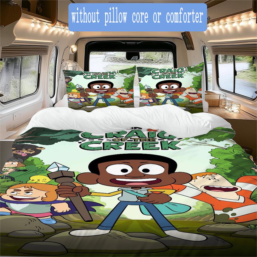 Stream Adventure Craig Pattern Bedding,Quilt Set Quilt Cover Pillowcase Home Birthday Gift (1*duvet cover+2*pillowcase,without core)ZSJT0917401